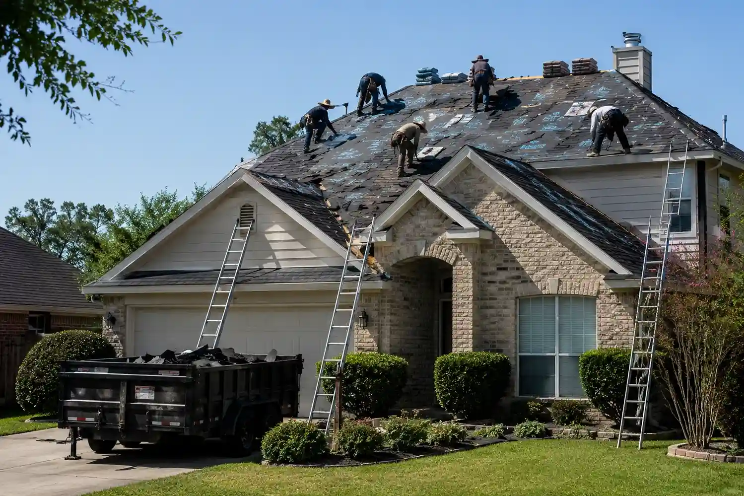 Roof Replacement Houston completed with durable shingles and precision installation