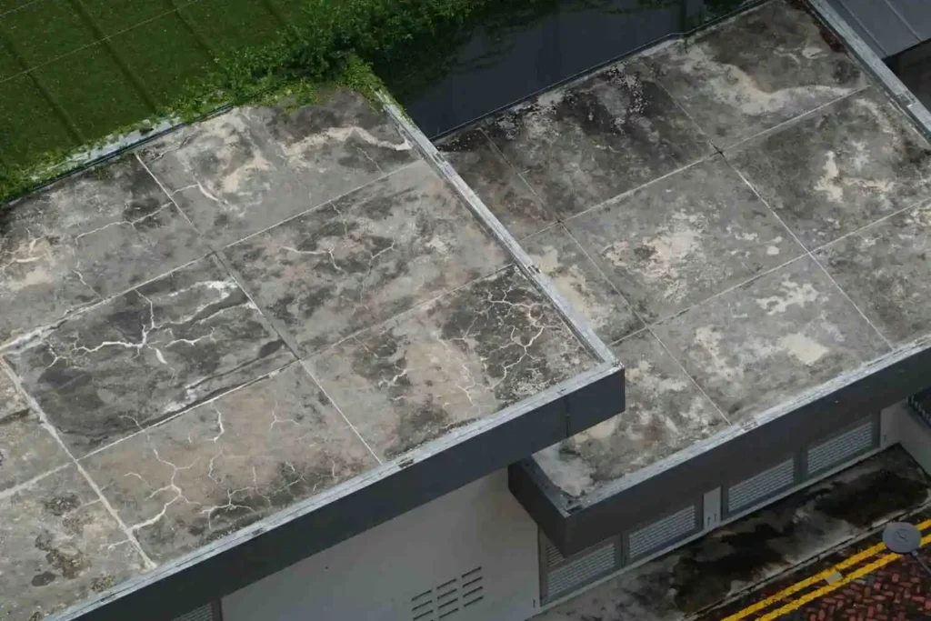 Flat roof on a Houston commercial building with rooftop
