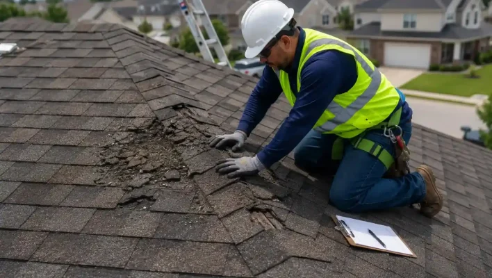 Hail Damage Roof Inspection During Storm Damage Roof Inspection